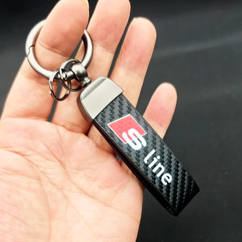 Carbon Leather Luxury Car Keychain For Audi