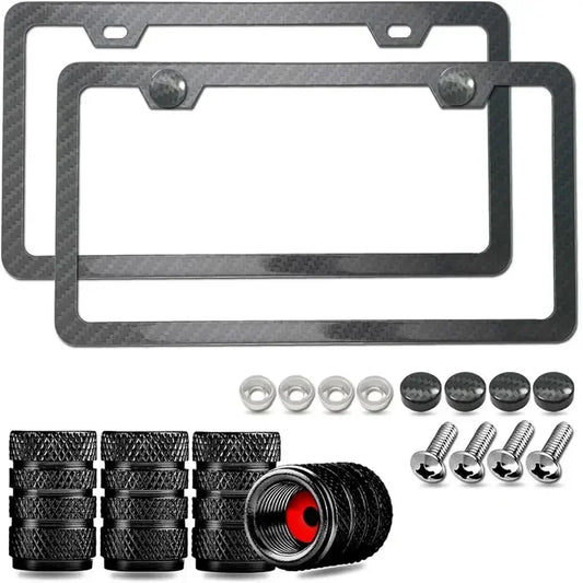 Plastic Carbon Fiber License Plate With Tire Valve Tips