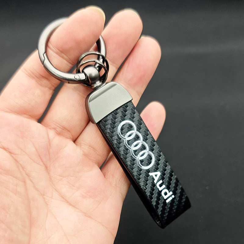 Carbon Leather Luxury Car Keychain For Audi