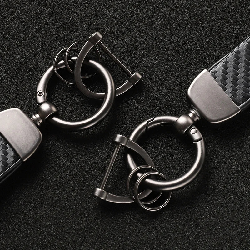 Carbon Microfiber Leather Key Chain For Audi
