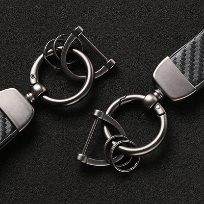 Carbon Microfiber Leather Key Chain For Audi