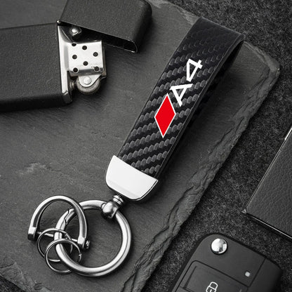 Carbon Microfiber Leather Key Chain For Audi