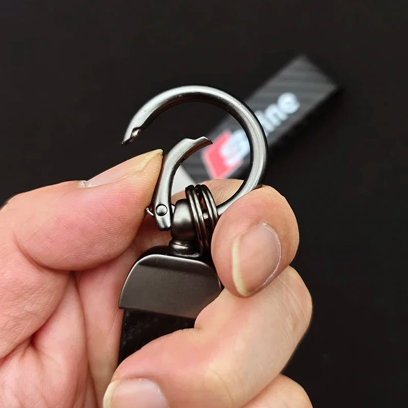 Carbon Leather Luxury Car Keychain For Audi