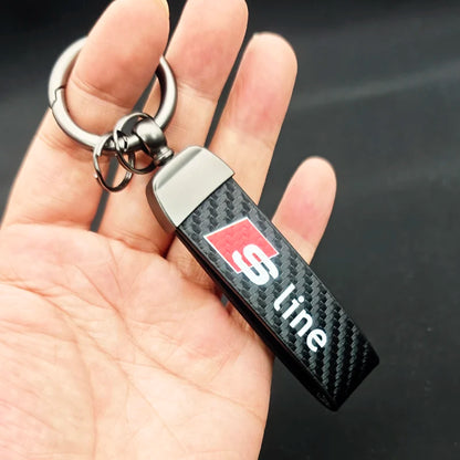 Carbon Leather Luxury Car Keychain For Audi