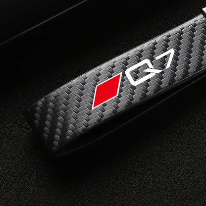 Carbon Microfiber Leather Key Chain For Audi