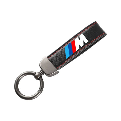 Carbon Fiber Leather Car Keychain For BMW