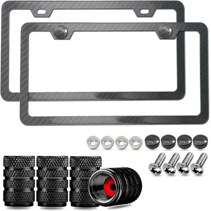 Plastic Carbon Fiber License Plate With Tire Valve Tips