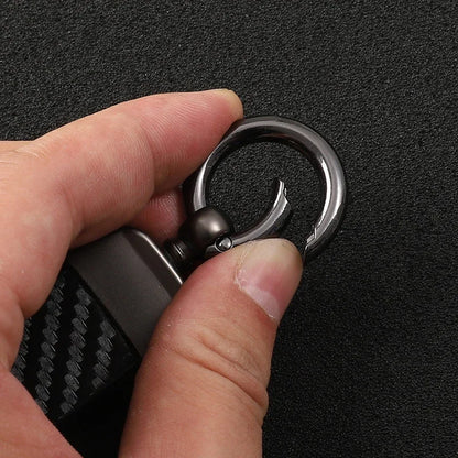 Carbon Fiber Leather Car Keychain For BMW