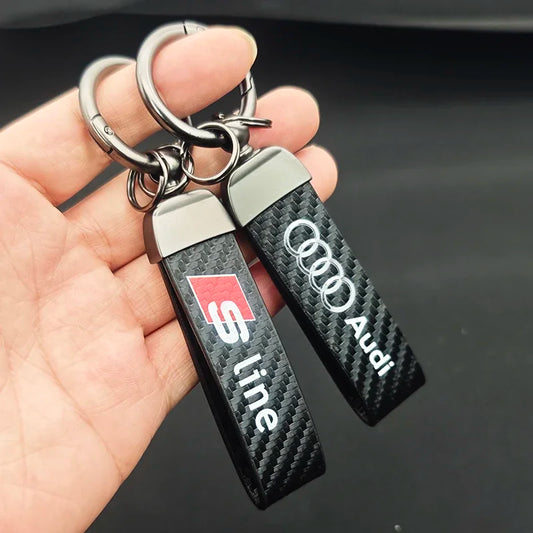 Carbon Leather Luxury Car Keychain For Audi