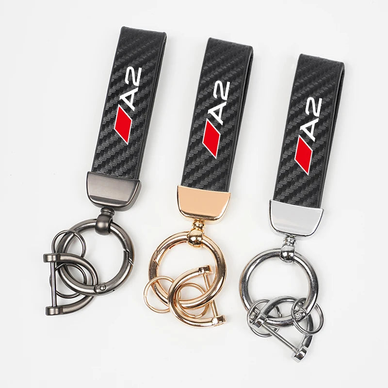 Carbon Microfiber Leather Key Chain For Audi