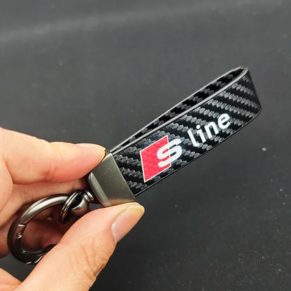 Carbon Leather Luxury Car Keychain For Audi